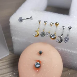 Titanium Alloy Silver Plated Body Piercing Jewelry G23 Belly Button Nail Trendy Hip Hop Style Women Gift