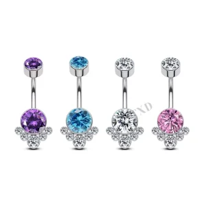 Titanium F136 Belly Button Ring 14G Inner Thread With Zircon Diamond Stone Body Piercing Jewelry For Weddings Gifts