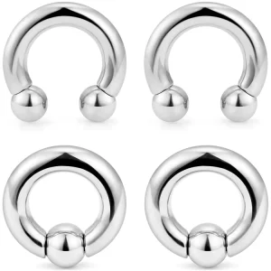 Titanium Heavy Gauges Earrings Stretching Kit Eyebrow Septm Nose Rings Helix Tragus Daith Rook Earrings Hoops 10mm-19mm