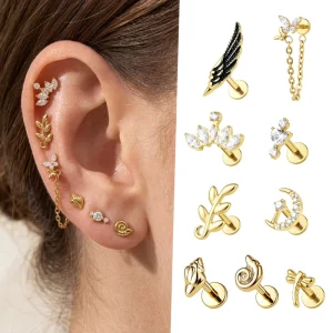 Titanium Labret Lip Stud Internally Threaded Flat Back Piercing Jewelry G23 Hypoallergenic 14G 16G Labret Stud