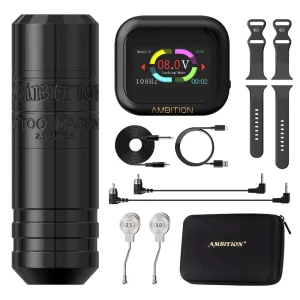 Torped 2.5-3.0-3.5mm Stroke Professional Rotary Tattoo Pen Machine with 2400mAh S1 Plus Tattoo Wristband Battery