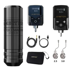 Torped 28 Brushless Motor 2.5 3.0 3.5mm Stroke Professional Rotary Tattoo Pen Machine Kit with 2pcs Kuark RCA Battery