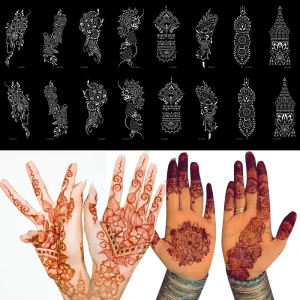 Traditional Multi Design Templates Temporary Hand Tattoo Stencils Set Paper Material Henna Hand Art