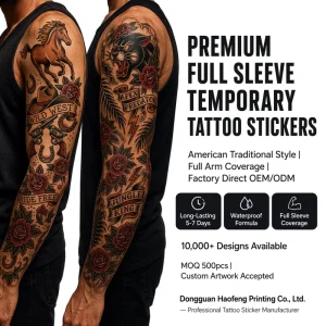 Traditional Old School Full Arm Sleeve Temporary Tattoo Sticker Waterproof Body Art Custom Tattoo Sticker