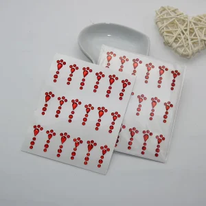 Traditional-style Flower-shaped Acrylic Tattoo Stickers Red Rhinestone Decals for Face-Eye-Forehead Appliques Glittering