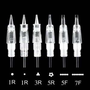 Transparent Cartridge Permanent Makeup Needles Screw in Eyebrow Tattoo Cartridge Needles Disposable for Machine Gun