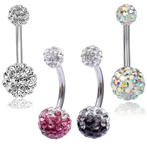 Trendy Colorful Full Crystals Zircon Body Piercing Jewelry for Girl Party Stainless Steel Balls Belly Rings