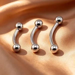 Trendy Elegant Design Durable Coating Titanium Gold Plated ASTM F136 8mm Internally Threaded Curved Fashionable Piercing
