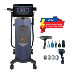 Triple Wavelength Diode Laser, 2-in-1 Nd:YAG Pico Laser for Hair Reduction and Tattoo Removal, Beauty Salon Machine