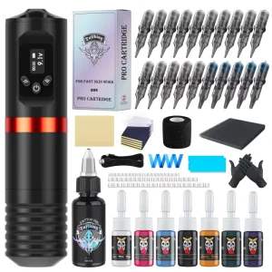 Tuffking Tattoo Pen Machine Kit Wireless Tattoo Gun Set for Professional Artist Body Art Complete Tattoo Kits