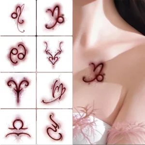 Twelve Zodiac Sign Tattoo Stickers Couples Waterproof Long-Lasting Realistic Water Transfer Printed Full Body Customizable Logo