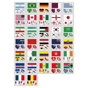 US Canada Mexico Match Face Stickers National Flag Water Transfer Sweatproof Tattoos