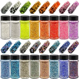 US Warehouses 16 Colors 2oz Shakers 3D Pearl Glitter Opal Chunky Glitter for Nails Face Body Hair Tumbler Snow Globes Glitter
