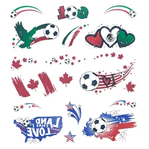 USA Canada Mexico Temporary Water Transfer Printing Paper Tattoo Stickers for Whole Body Face Football Cheerleading Team