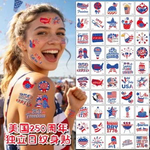USA Flag Temporary Tattoo Stickers for Face and Body for Sports Events and Christmas Parties