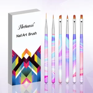 USA High Quality 6pcs UV Gel Nail Art Set Salon Tools Nail Brush with Acrylic Handle and Nylon Hair Nail Painting Brush