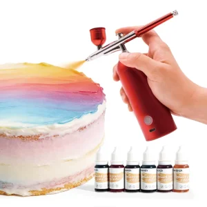 USB Rechargeable Cordless Square Cake Airbrush Kit Professional Adjustable Airbrush Tools and Supplies for Bakers