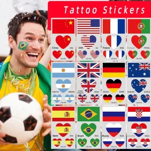 UU060 National Flag Tattoo Sticker for Festival Party Disposable Offset Printed Decoration Made in China Other Material