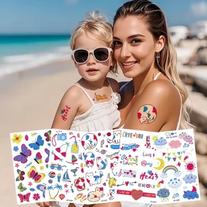 UV Color Changing Temporary Tattoo Stickers Herbal Material Sun Shield for Outdoor Sun Protection Testing White Printed Body
