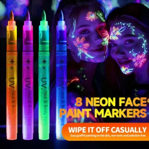 UV Fluorescent Glow Pen 8 Colors Face & Body Graffiti Marker