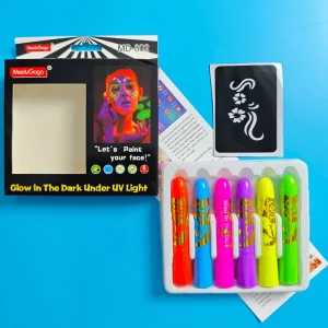 UV Glow Dark Natural Plant Skin Harmless Face Paint Professional DIY Kids Body Painting Marker Pen Rainbow Six Colors Art