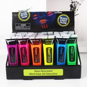 UV Neon Face Paint 10ML/25ML Fluorescent Bodypaint Kit for Adults and Kids Body Painting Supplies
