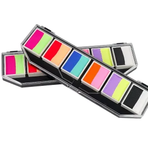 UV Neon Split Color Fluorescent Water-Based Face Paint Palette Glow in the Dark for Body Painting