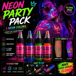 UV-reactive Tattoo Ink Blacklight Fluorescent Pigment 8 Colors Set for Tattoo Artists