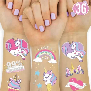 Unicorn Party Supplies Unicorn Temporary Tattoos For Kids Glitter Styles Unicorn Party Favors And Birthday Decorations