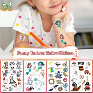 Unicorns Mermaid Mini Robot Tattoo Sticker Girls Boys Waterproof Temporary Tattoo for Kids