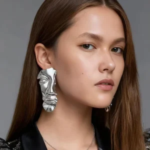 Unique Designed Versatile Human Face Mask Earrings Creative Light Luxury Premium Personalized Jewelry Set
