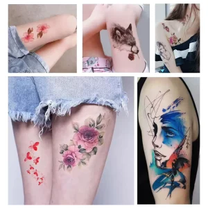 Unisex Temporary Flower Design Indian Sexy White Paper & PET Film Tattoo Sticker Face Customizable Personalized Men Women