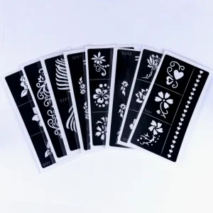 Universal Self-Adhesive Henna Stencil Kit Reusable Body Art Templates for Water Transfer Temporary Tattoos Paper Decoration