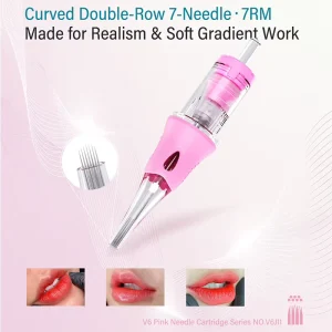 V6 7RM Nano Tattoo Needle Cartridge Professional Permanent Makeup PMU Needles Disposable OEM CURVED DOUBLE ROW 7 NEEDLE