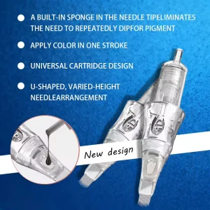 V6B010 Disposable Transparent Stainless Steel Microblading Tattoo Needle Cartridge for Permanent Makeup Eyebrow Needles
