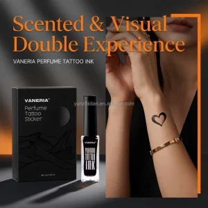 VANERIA Perfume Tattoo Sticker Kit Long Lasting Waterproof Temporary Tattoo Ink with Stencils for Body Art DIY Scented Tattoo