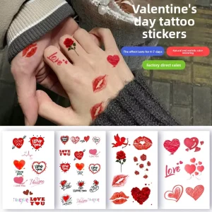 Valentines Day Heart shaped Red Lip Tattoo Stickers Luxury 4 7 Days Lasting Disposable Waterproof Cupid Designs for Festive