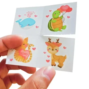 Valentines Day Waterproof Temporary Tattoo Stickers Skin Friendly Animal Love Heart Cartoon Pattern Body Arts Tattoos