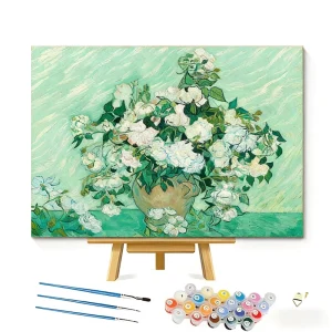 Van Gogh’s White Rose Custom Paint by Numbers for Adults DIY Painting by Numbers Kit Personalized Hand Painted Canvas Art Set