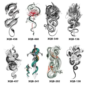 Various Dragon Designs Water Transfer Temporary Tattoo Stickers Fashion Personal Half Sleeve Fake Tattoos for Body Decoration