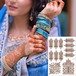 Henna Tattoo Stencil Temporary Hand Tattoos DIY Body Art Paint Sticker Template Indian Wedding Painting Kit Tools Fake Tattoos