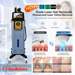 Vertical 2 in 1 Laser Machine Diode Laser Hair Removal & Pico Laser Tattoo Eyebrow Pigment Removal Beauty Salon Equipment