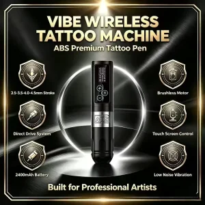 Vibe 2400mAh Brushless Motor 2.5 3.5 4.0 4.5mm Stroke Professional Wireless Tattoo Cartridge Machine Rotary Battery Pen