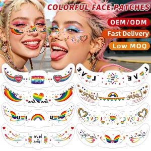 Vibrant Waterproof Skin Safe Indian White Love Is Love LGBTQ Gay Pride Month Rainbow Freckles Face Tattoo Stickers