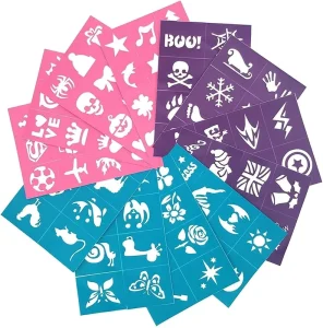 Vietnam Factory Face Body Paint Stencils Kit for Kids Reusable Soft Glitter Tattoo Stencil School Birthday Halloween Christmas