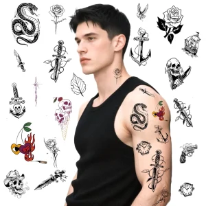 Vintage American Traditional Tattoo Stickers Old School Designs Waterproof Tattoos for Arms Legs Party Festival