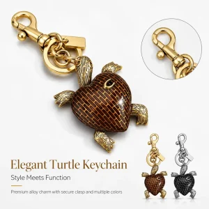 Vintage Enamel Turtle Heart Keychain Bag Charm Luxury Zinc Alloy Electroplated Animal Pendant Purse Handbag Gift for Women