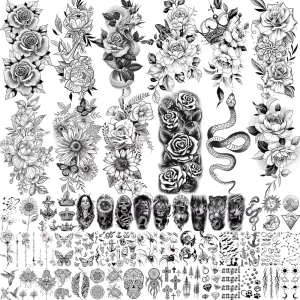 Vintage Inspired Retro Tattoo Stickers Temporary Fashionable Paper Prints for Face and Body for Parties and Trendy Crowd