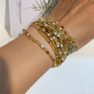 Vintage Multi Layer Butterfly Seed Bead Bracelet Set Versatile Body Chain Accessories for Female Party Outfits