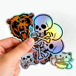 Vinyl Label Hologram Stickers Individual Custom Waterproof Die Cut Stickers Permanent Adhesive Top Brand PT